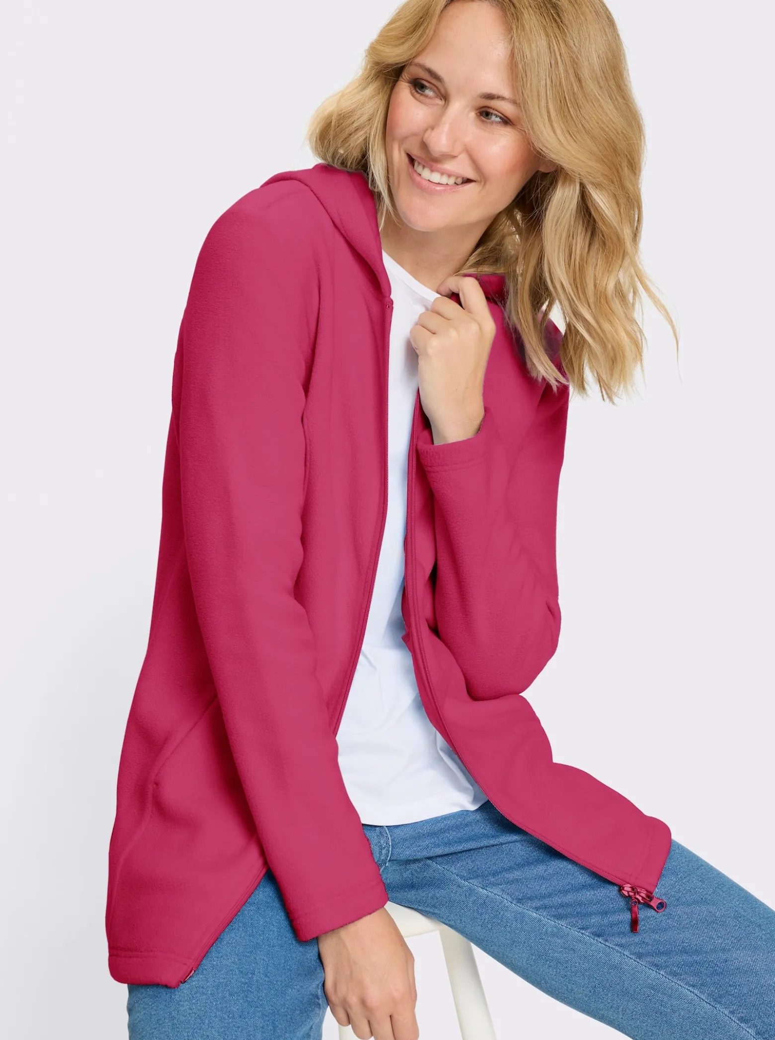 Fleecejacke in Longform