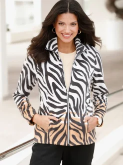 Fleecejacke mit Animal-Print