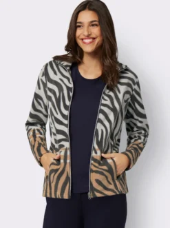 Fleecejacke mit Animal-Print