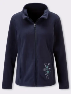 Fleecejacke mit Blütenstickerei