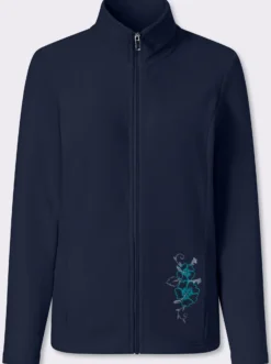 Fleecejacke mit Blütenstickerei