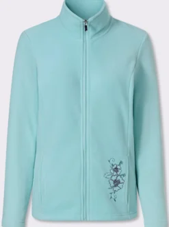 Fleecejacke mit Blütenstickerei