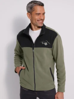 Fleecejacke mit Edelweiß-Stickerei