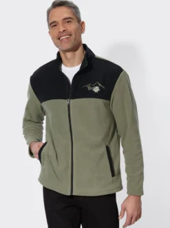 Fleecejacke mit Edelweiß-Stickerei
