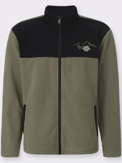 Fleecejacke mit Edelweiß-Stickerei