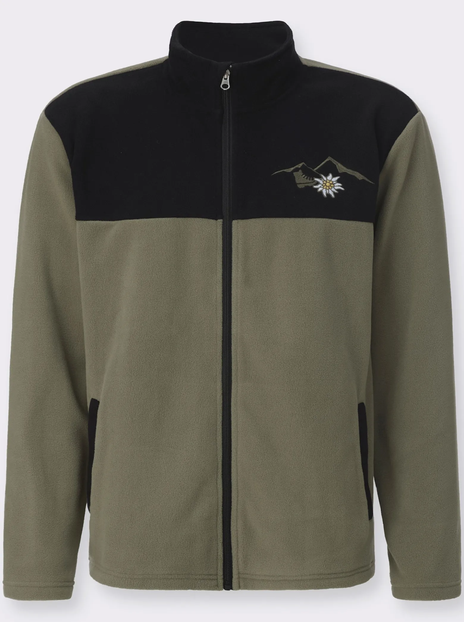 Fleecejacke mit Edelweiß-Stickerei