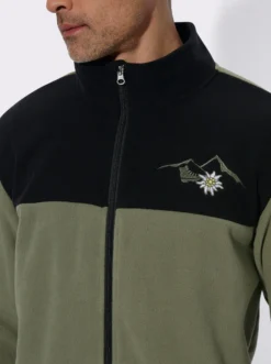 Fleecejacke mit Edelweiß-Stickerei