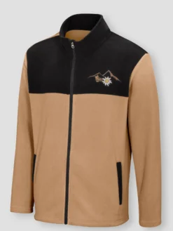 Fleecejacke mit Edelweiß-Stickerei