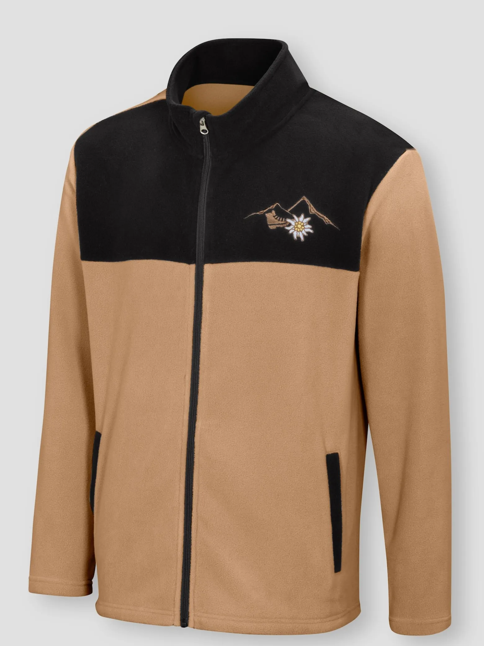 Fleecejacke mit Edelweiß-Stickerei