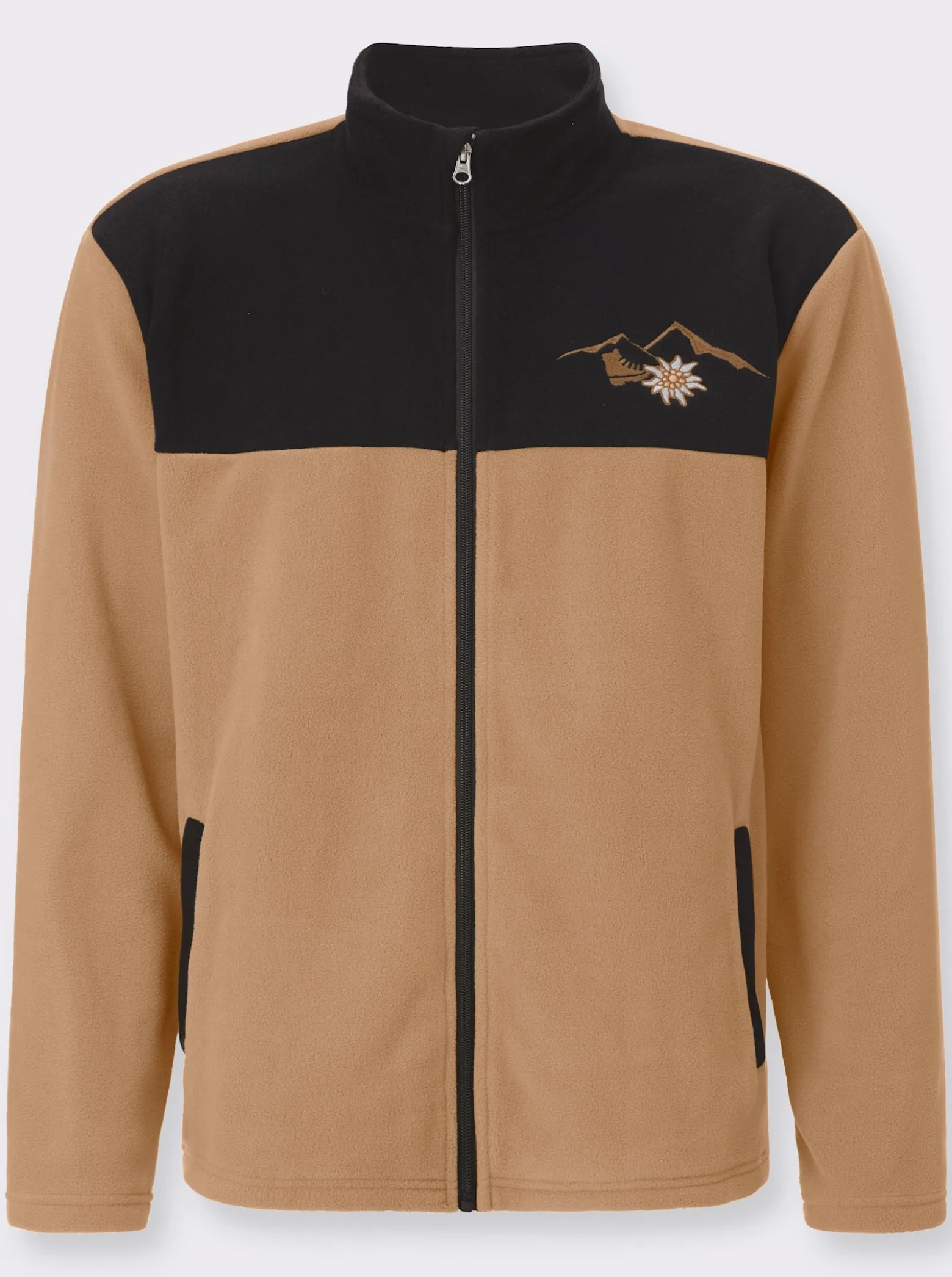 Fleecejacke mit Edelweiß-Stickerei