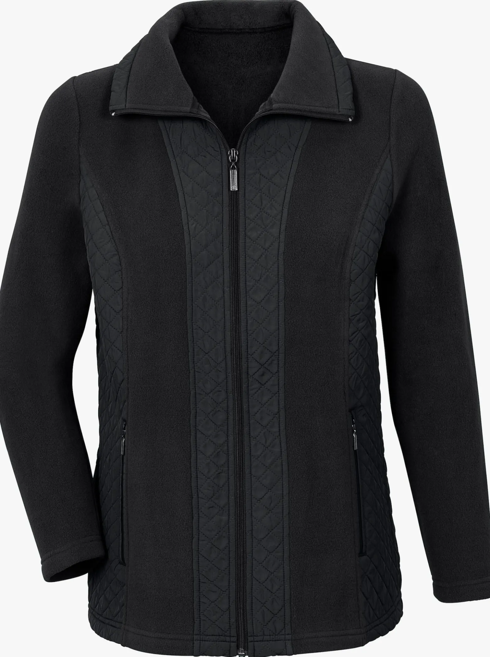 Fleecejacke mit gesteppten Web-Einsätzen