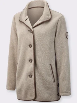 Fleecejacke mit hohen Seitenschlitzen