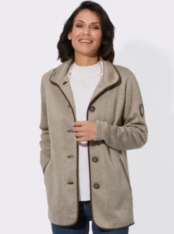 Fleecejacke mit hohen Seitenschlitzen