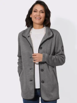 Fleecejacke mit hohen Seitenschlitzen
