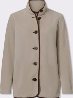 Fleecejacke mit Kontrast-Paspeln