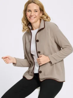 Fleecejacke mit Kontrast-Paspeln