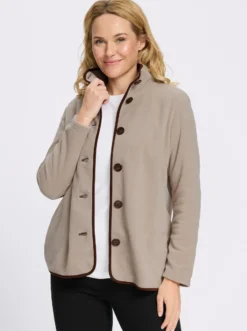 Fleecejacke mit Kontrast-Paspeln