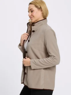 Fleecejacke mit Kontrast-Paspeln