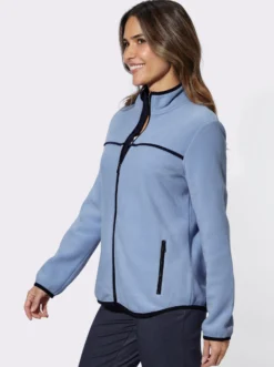 Fleecejacke mit Kontrast-Paspelierung