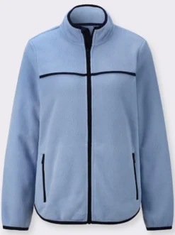 Fleecejacke mit Kontrast-Paspelierung