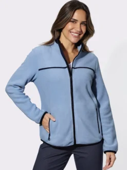 Fleecejacke mit Kontrast-Paspelierung