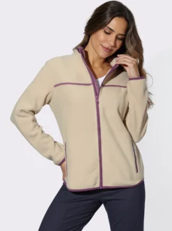 Fleecejacke mit Kontrast-Paspelierung