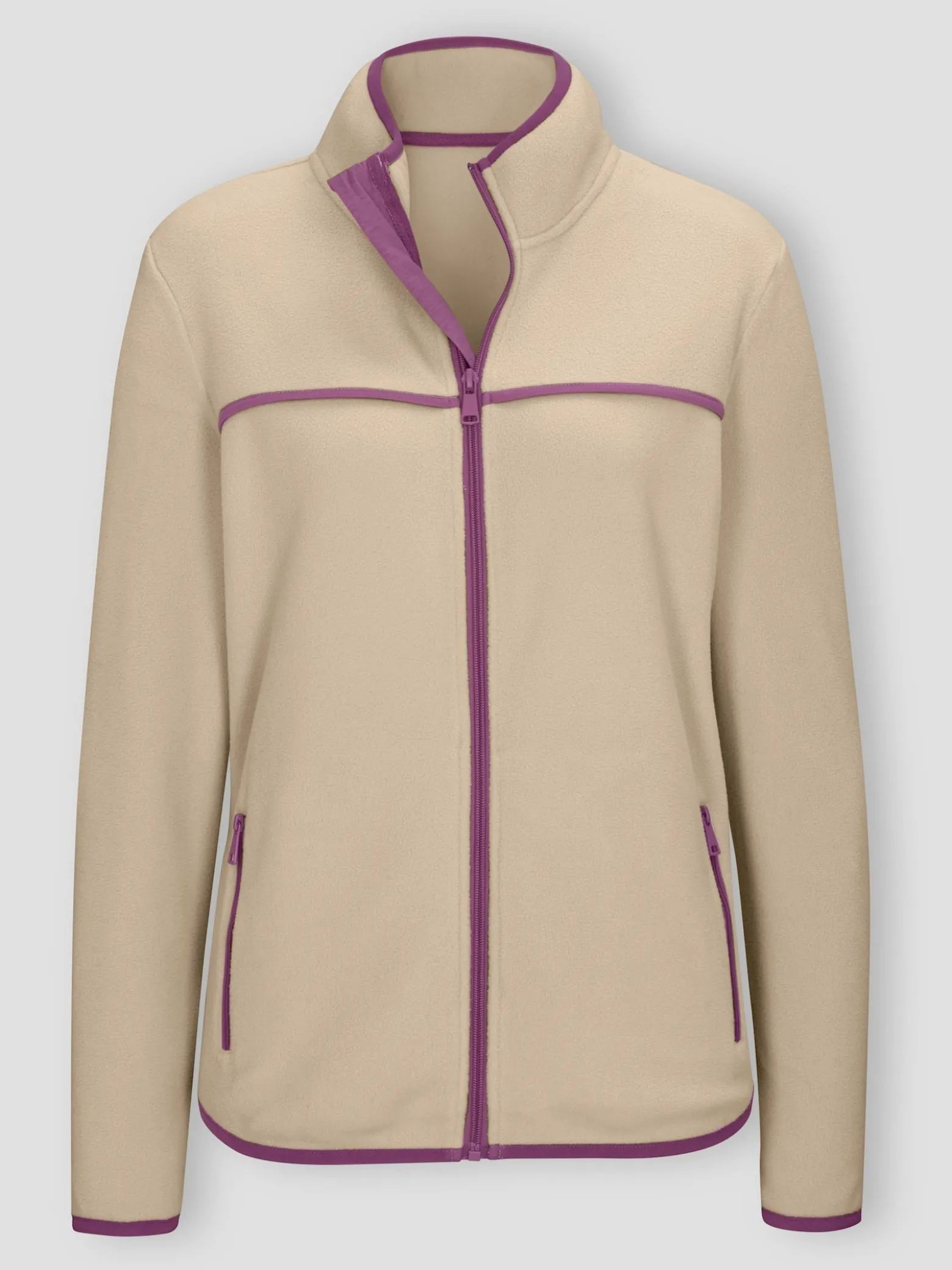 Fleecejacke mit Kontrast-Paspelierung