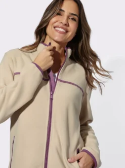 Fleecejacke mit Kontrast-Paspelierung