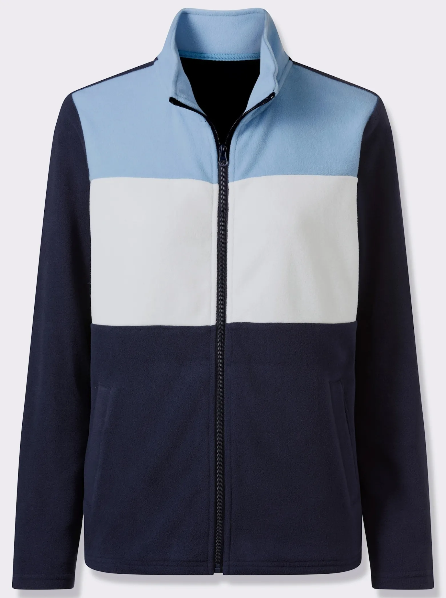 Fleecejacke mit mehrfarbigem Vorderteil