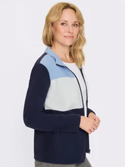 Fleecejacke mit mehrfarbigem Vorderteil