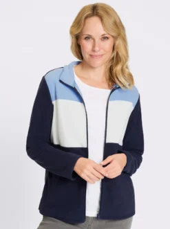 Fleecejacke mit mehrfarbigem Vorderteil