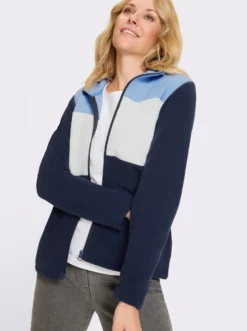 Fleecejacke mit mehrfarbigem Vorderteil