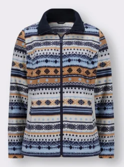 Fleecejacke mit Norweger-Muster