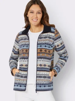 Fleecejacke mit Norweger-Muster