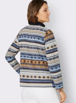 Fleecejacke mit Norweger-Muster