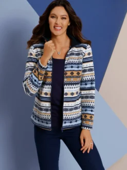 Fleecejacke mit Norweger-Muster