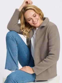 Fleecejacke mit Stehkragen