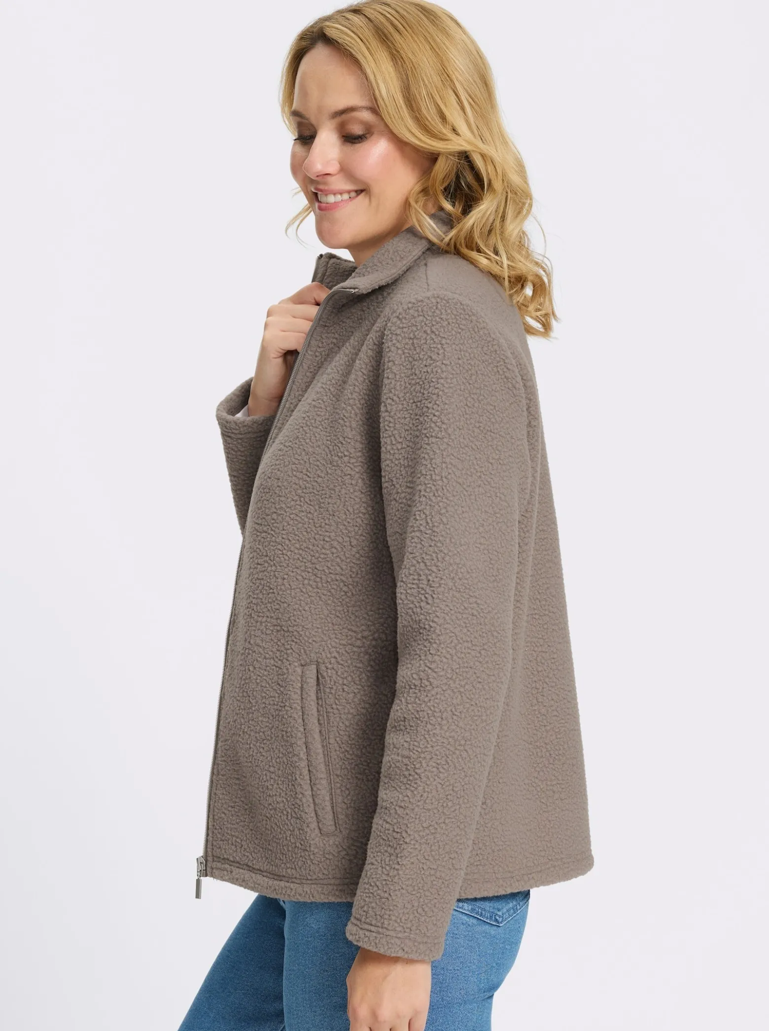 Fleecejacke mit Stehkragen