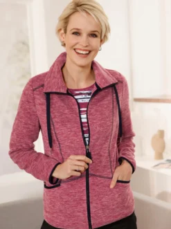 Fleecejacke mit Stehkragen, weiteregulierbar