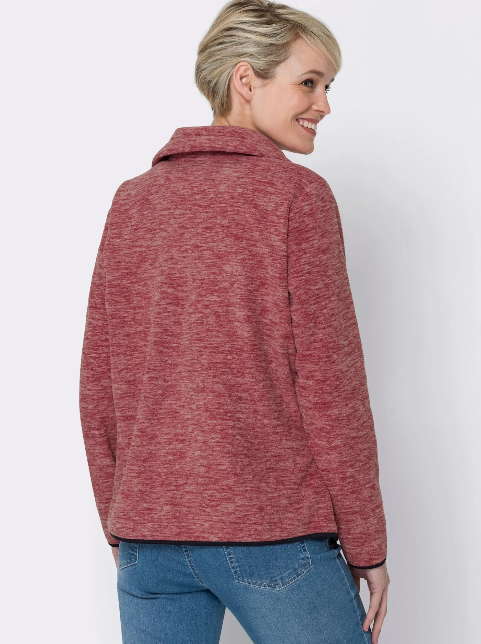Fleecejacke mit Stehkragen, weiteregulierbar