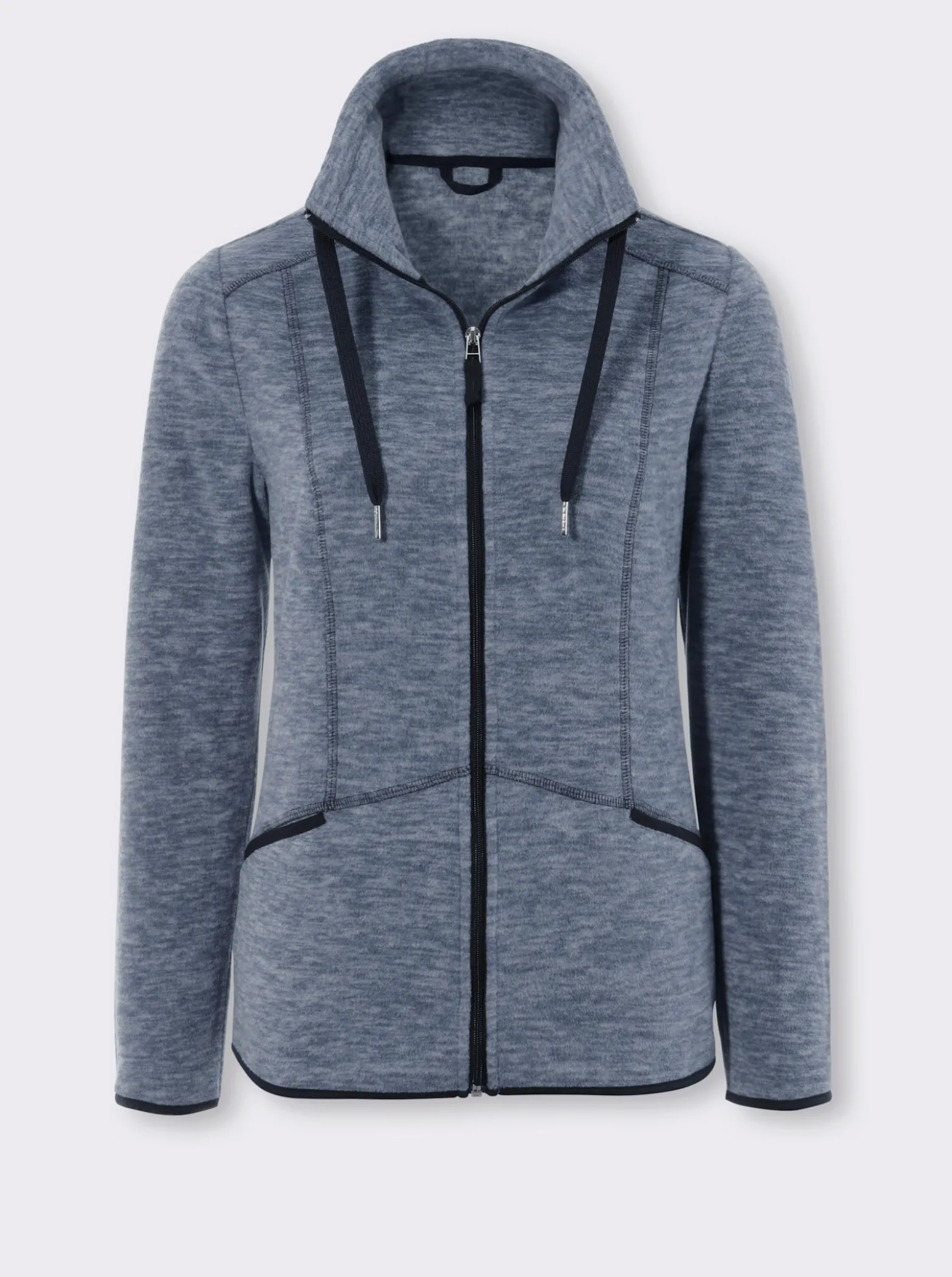 Fleecejacke mit Stehkragen, weiteregulierbar