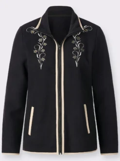Fleecejacke mit Stickerei