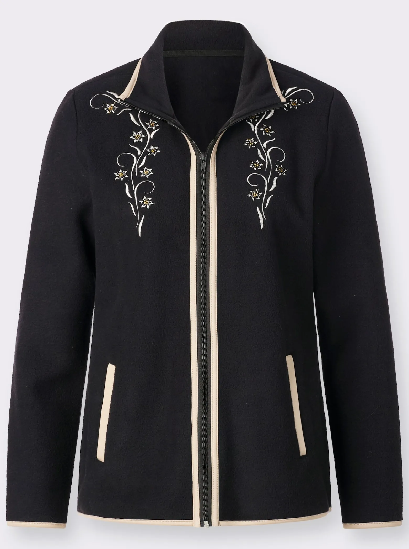 Fleecejacke mit Stickerei