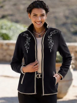 Fleecejacke mit Stickerei