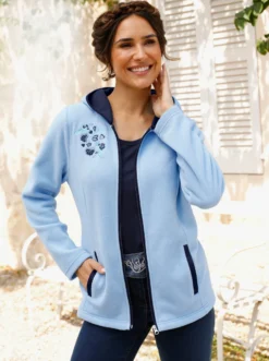 Fleecejacke mit Trachtenstickerei