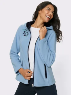 Fleecejacke mit Trachtenstickerei