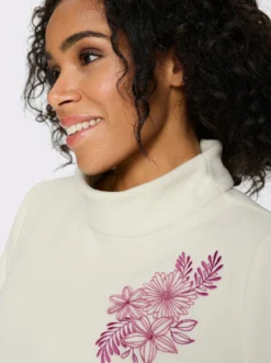 Fleeceshirt in Longform mit Stehkragen