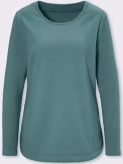 Fleeceshirt mit abgerundetem Saum