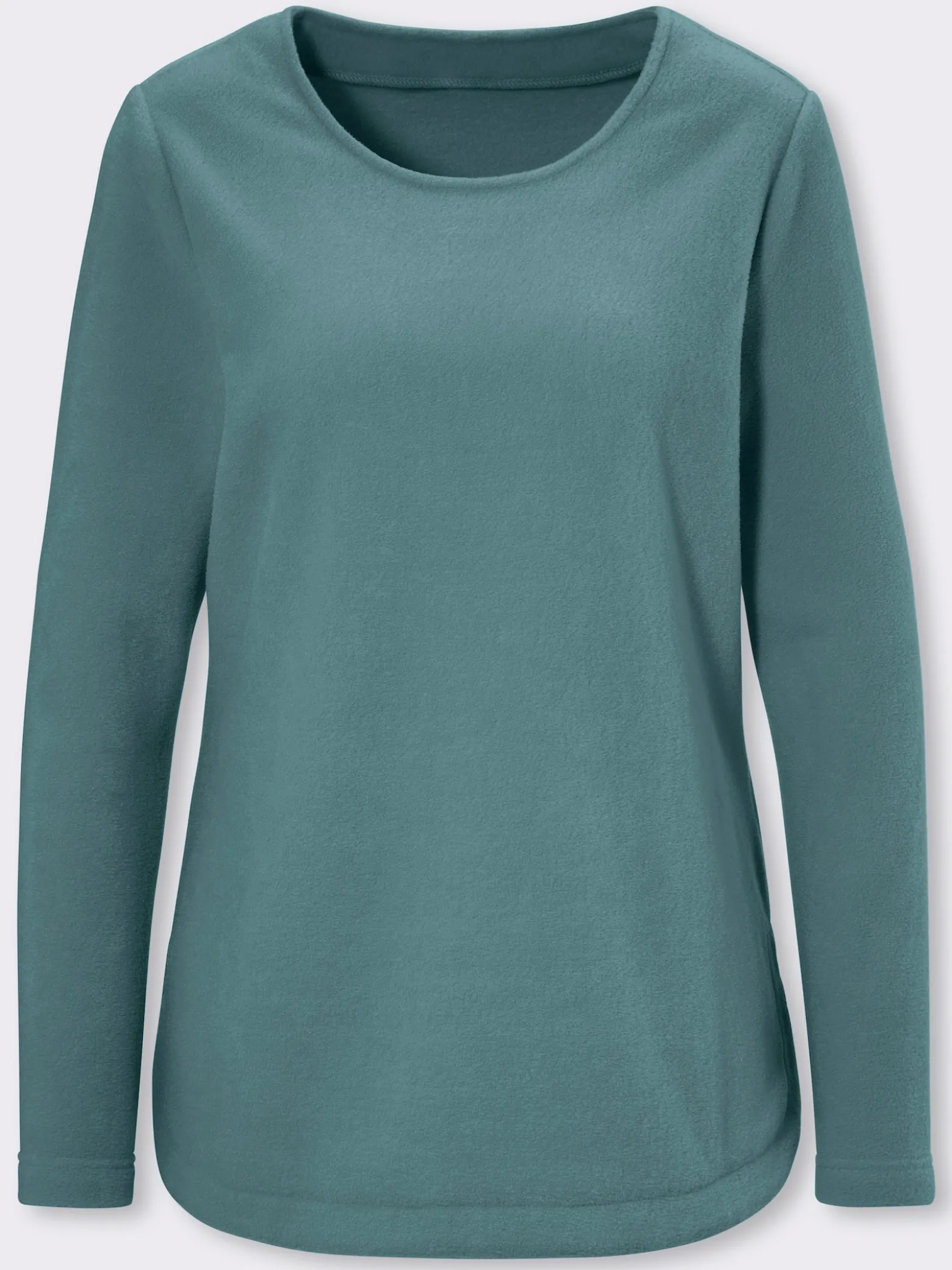 Fleeceshirt mit abgerundetem Saum