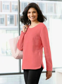 Fleeceshirt mit abgerundetem Saum